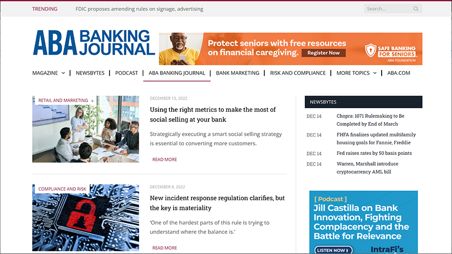The ABA Banking Journal Website