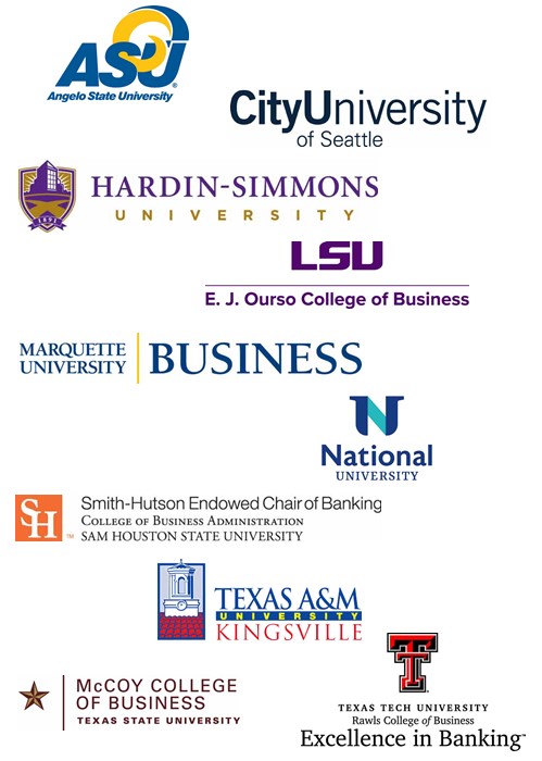 Logos of universities with bank-specific programs